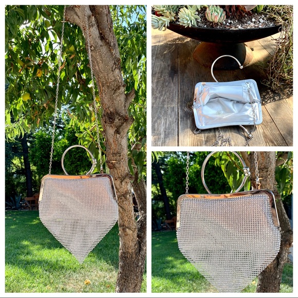 Handbags - Rhinestone Clutch Crossbody Flowy mesh